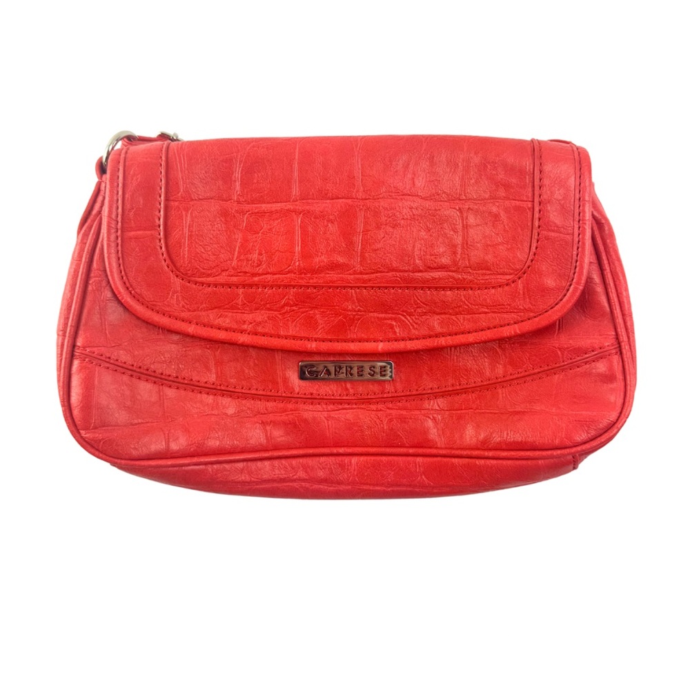 Caprese Vegan Coral Vermilion Small Shoulder Purse Bag- Red‎ Orange